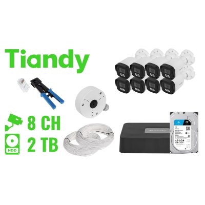 ZESTAW DO MONITORINGU TIANDY-NVR10-8IPCB 8 KAMER + REJESTRATOR TIANDY